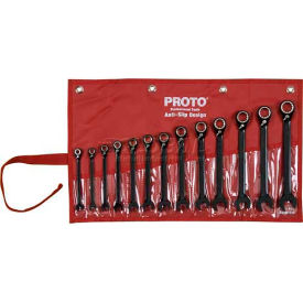 Proto JSCVM-13S 13 Piece Black Chrome Reversible Combination Ratcheting Wrench Set - Spline