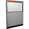 Interion® Deluxe Office Partition Panel w/Partial Window & Pass-Thru Cable 60-1/4Wx77-1/2H GRY