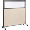 Interion® Mobile Office Partition Panel with Partial Window 60-1/4""W x 63""H Tan