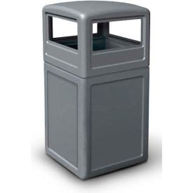 PolyTec™  Square Waste Container with Dome Lid Gray 42-Gallon