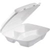 Dart® Foam Container w/ 3 Compartment & Perforated Lid 9-3/8""L x 9""W x 3""H White PK of 200