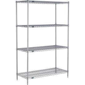 Nexel® 4 Shelf Nexelate® Silver Epoxy Wire Shelving Unit Starter 36""W x 36""D x 74""H