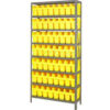 Quantum 1875-SB803 Steel Shelving with 56 8""H Plastic Shelf Bins Yellow 36x18x75-SB8 Shelves