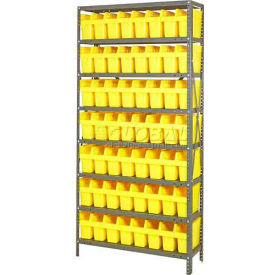 Quantum 1875-SB803 Steel Shelving with 56 8""H Plastic Shelf Bins Yellow 36x18x75-SB8 Shelves