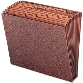 Smead® Jan-Dec Open Accordion Expanding File 12 Pocket Letter Leather-Like Redrope