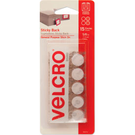 VELCRO® Brand Sticky-Back Hook and Loop Dot Fasteners on Strips 5/8 dia. White 15 Sets/Pack