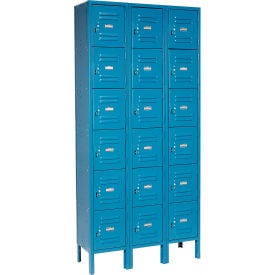 Global Industrial™ Capital® 6-Tier 18 Door Box Locker 36""W x 18""D x 78""H Blue Assembled