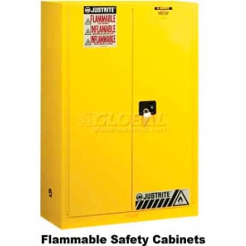 Justrite 45 Gallon 2 Door Manual Flammable Cabinet 43""W x 18""D x 65""H Gray