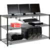 Nexel™ 3-Shelf Wire Computer LAN Workstation with Keyboard Tray 60""W x 24""D x 34""H Black