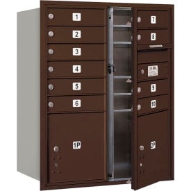 4C Horizontal Mailbox 37-1/2""H Double Column 10 MB1/2 PL Doors Front Load Bronze USPS