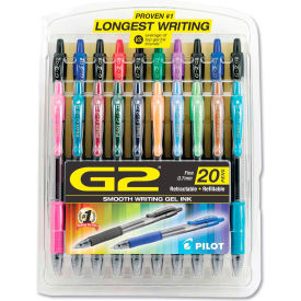 Pilot® G2 Premium Retractable Gel Pen Fine 0.7mm Assorted Ink/Barrel 20/Set