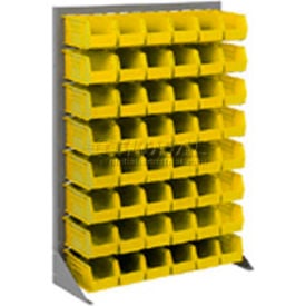 Global Industrial™ Louvered Bin Rack w/ 32(B) 8(E) 2(H) Yellow Bins 36""W x 15""D x 50""H