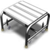 1 Step Mobile Aluminum Step Stand w/ Solid Ribbed Top Step & 16""W Platform - WLAR001164