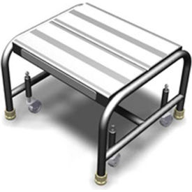 1 Step Mobile Aluminum Step Stand w/ Solid Ribbed Top Step & 16""W Platform - WLAR001164