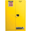 Justrite 60 Gallon 2 Door Self-Close Paint & Ink Cabinet 43""W x 18""D x 65""H Yellow