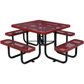 Global Industrial™ 46"" Square Picnic Table Expanded Metal Red