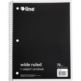 C-Line® 1-Subject Notebook Wide Ruled 70-Page Black 24 Each/Set