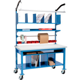Global Industrial™ Complete Mobile Packing Workbench Laminate Square Edge 60""W x 36""D