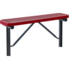 Global Industrial™ 4' Outdoor Steel Flat Bench Expanded Metal In Ground Mount Red