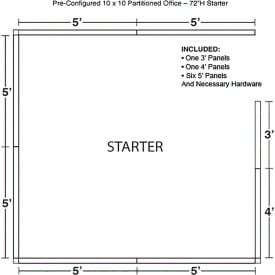 Interion® Pre-Configured Office Cubicle 10'W x 10'D x 72""H Starter Kit Gray