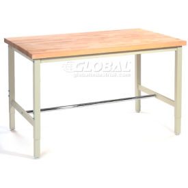 Global Industrial™ 96 x 30 Adjustable Height Workbench Square Tube Leg - Birch Square Edge Tan