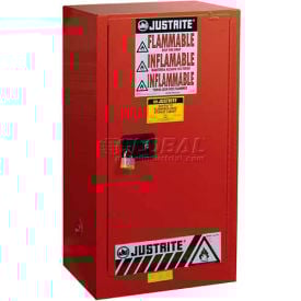 Justrite 20 Gallon 1 Door Self-Close Paint & Ink Cabinet 23-1/4""W x 18""D x 44""H Red