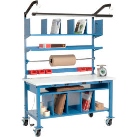 Global Industrial™ Complete Mobile Packing Workbench W/Power ESD Square Edge 60""W x 30""D