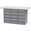 Global Industrial™ Workbench w/ Laminate Square Edge Top & 12 Drawers 60""W x 30""D Gray