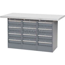 Global Industrial™ Workbench w/ Laminate Square Edge Top & 12 Drawers 60""W x 30""D Gray