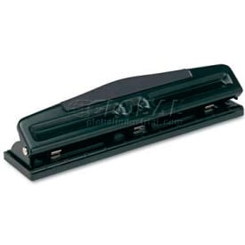 Universal 12-Sheet Deluxe Two- and Three-Hole Adjustable Punch 9/32"" Holes Black