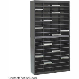 72 Compartment Steel Literature Organizer - Black