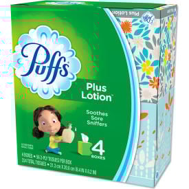 Puffs® Plus Lotion Facial Tissue 1-Ply White 56 Sheets/Box 24 Boxes/Case