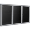 Ghent Enclosed Letter Board - Outdoor / Indoor - 3 Door - Black Flannel w/Silver Frame - 36"" x 72""