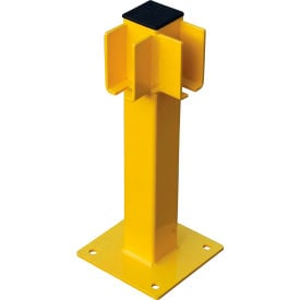Global Industrial™ Steel Lift-Out Guard Rail Corner Post Single-Rail 20""H Yellow