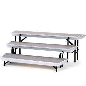 3-Level Tapered TransPort Riser - Gray Carpet with Black Aluminum Frame