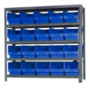 Quantum 1839-204 Steel Shelving With 20 6""H Shelf Bins Blue 36x18x39-5 Shelves