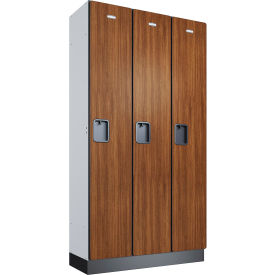 Global Industrial™ 1-Tier 3 Door Wood Locker, 36"W x 15"D x 72"H, Cherry, Assembled