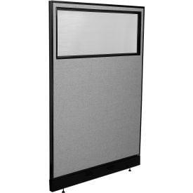 Interion® Office Partition Panel with Partial Window & Raceway 48-1/4""W x 76""H Gray