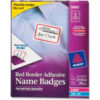 Avery® Name Badge Labels 2-1/3"" x 3-3/8"" for Laser/Inkjet Printers Red 400/Pack