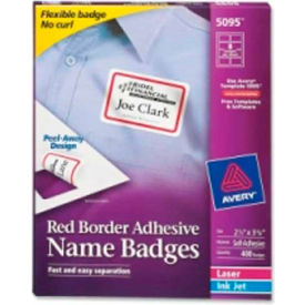 Avery® Name Badge Labels 2-1/3"" x 3-3/8"" for Laser/Inkjet Printers Red 400/Pack