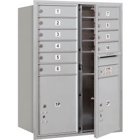 4C Horizontal Mailbox 41""H Double Column 10 MB1/2 PL5 Doors Front Load Aluminum USPS