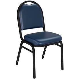 NPS Banquet Stacking Chair - 2"" Vinyl Seat - Dome Back - Blue Seat with Black Frame
