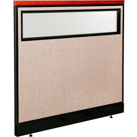 Interion® Deluxe Office Partition Panel w/Partial Window & Pass-Thru Cable 48-1/4Wx47-1/2H Tan