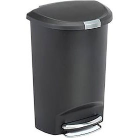 simplehuman® Semi Round Plastic Step Can - 13 Gallon Black