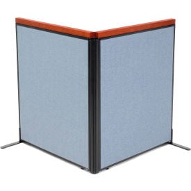 Interion® Deluxe Freestanding 2-Panel Corner Room Divider 36-1/4""W x 43-1/2""H Panels Blue