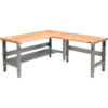 Global Industrial™ L-Shaped Workbench 72 x 78"" Adjustable Height Maple Square Edge