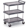 Olympic Storage Utility Cart w/2 Shelves & Chrome Posts 300 lb. Cap 28""L x 17""W x 33-1/4""H Gray