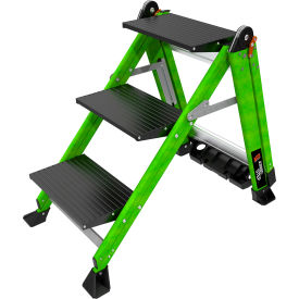 Little Giant® Jumbo Step™ 3 Step Stool w/ Handrail 4""L x 21""W x 26""H Green