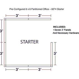 Interion® Pre-Configured Office Cubicle 6'W x 6'D x 60""H Starter Kit Gray
