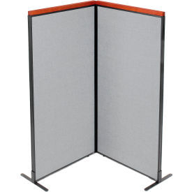 Interion® Deluxe Freestanding 2-Panel Corner Room Divider 36-1/4""W x 73-1/2""H Panels Gray